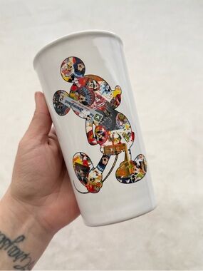 Disney Parks Mickey Mouse Through the Years Ceramic Travel Mug Thailand Colorful